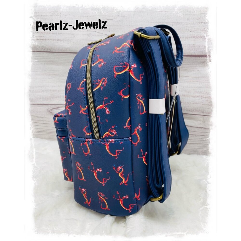 Loungefly Disney Princess Mulan Mushu Dragon Allover Print Mini Backpack NWT - Picture 4 of 6
